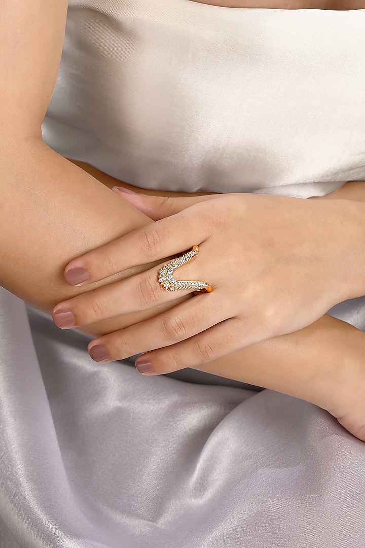 Gold Plated Zircon Ring In Sterling Silver by Sica Jewellery at Pernia's Pop Up Shop