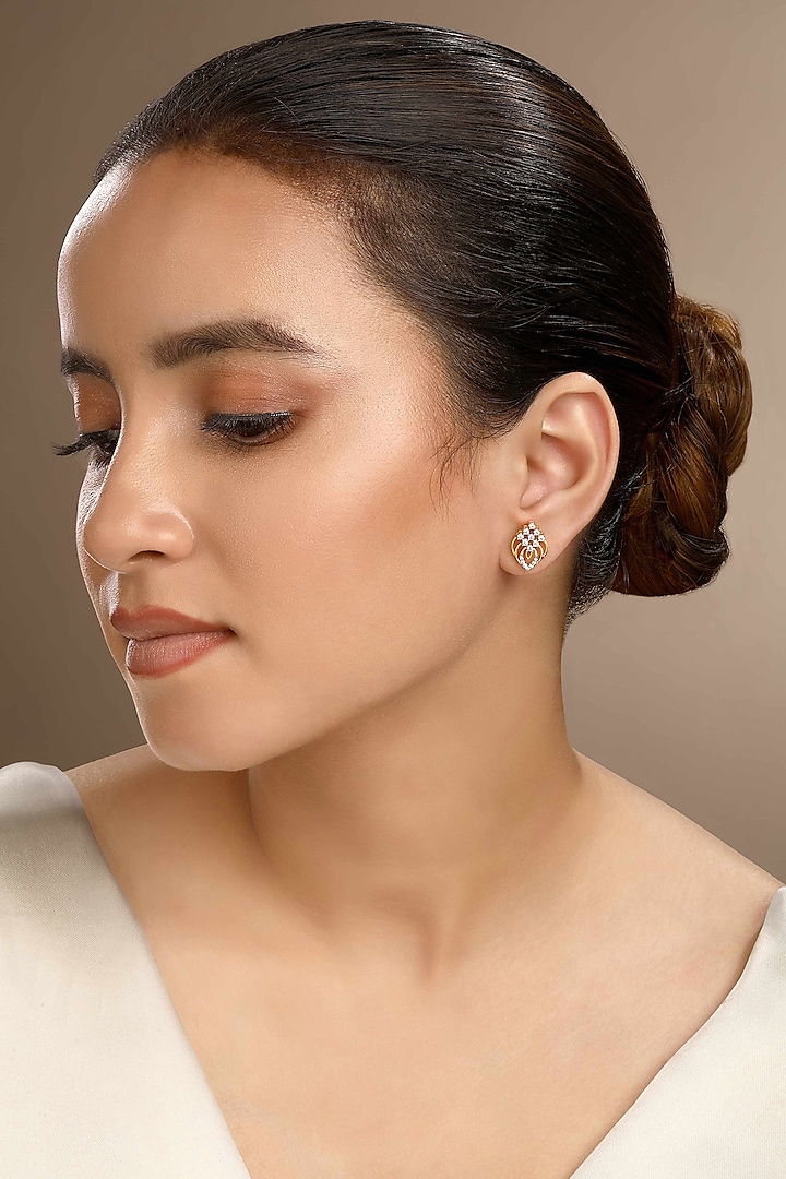 Gold Plated Zircon Stud Earrings In Sterling Silver by Sica Jewellery at Pernia's Pop Up Shop