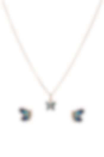 Gold Plated Blue Zircon Pendant Necklace Set In Sterling Silver by Sica Jewellery at Pernia's Pop Up Shop