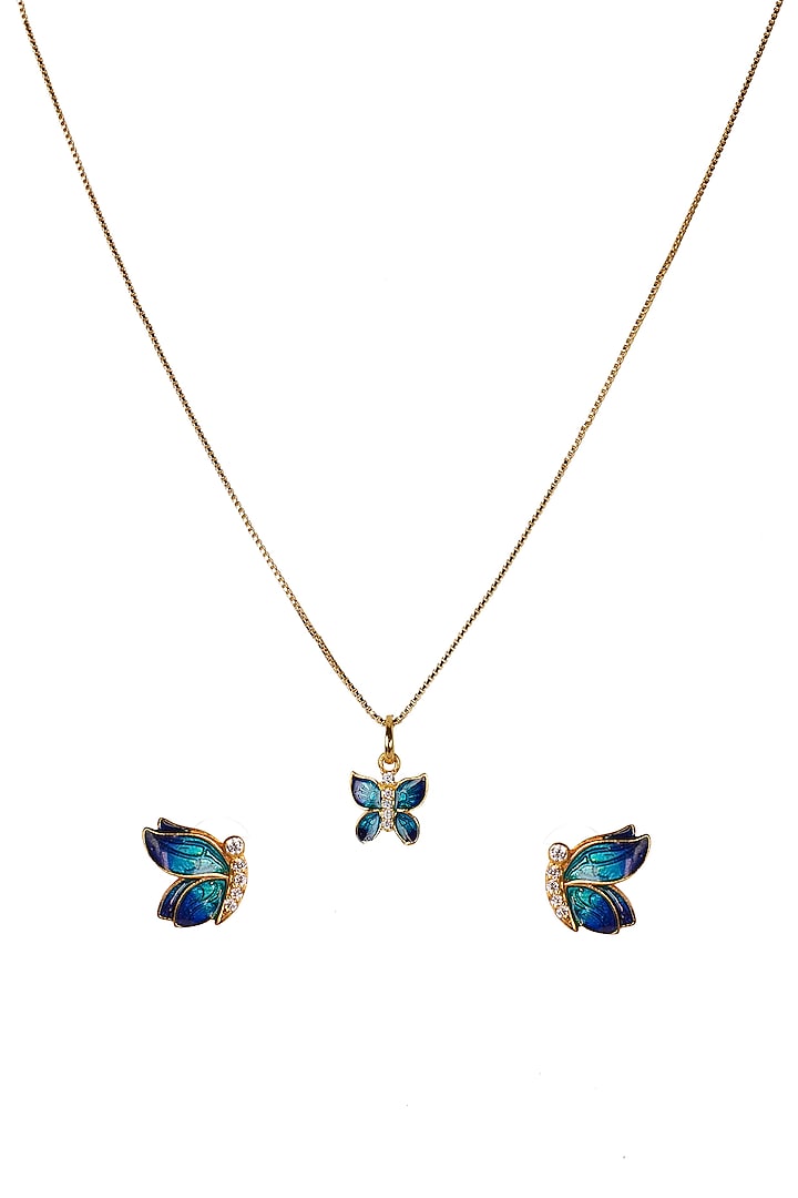 Gold Plated Blue Zircon Pendant Necklace Set In Sterling Silver by Sica Jewellery at Pernia's Pop Up Shop