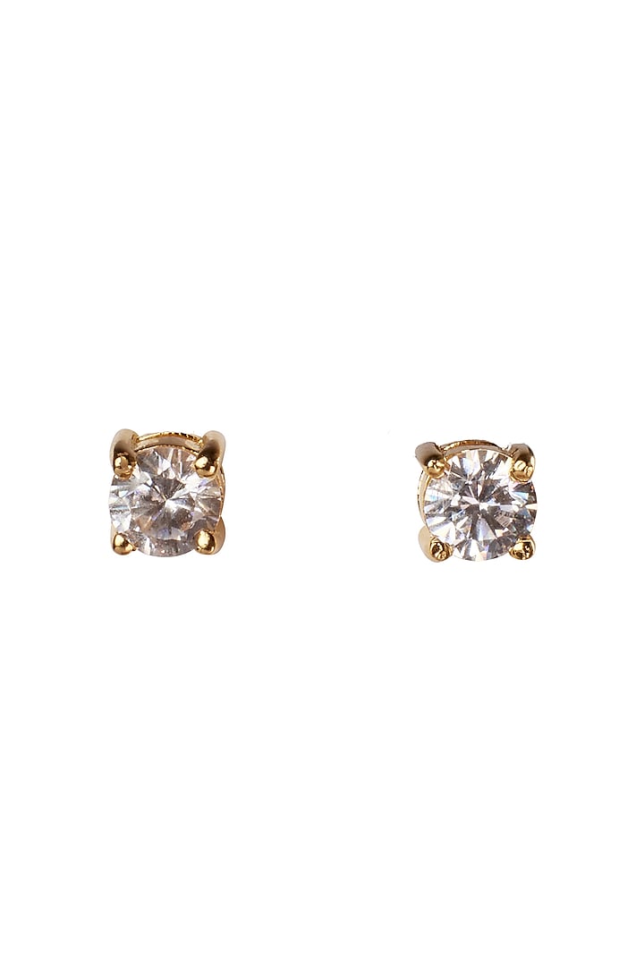 Gold Plated Zircon Stud Earrings In Sterling Silver by Sica Jewellery at Pernia's Pop Up Shop