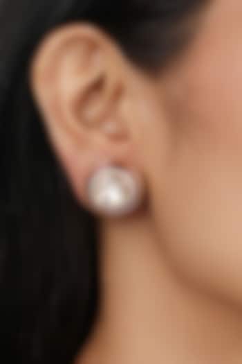 Gold Finish Moissanite Polki Stud Earrings In Sterling Silver by Sica Jewellery at Pernia's Pop Up Shop