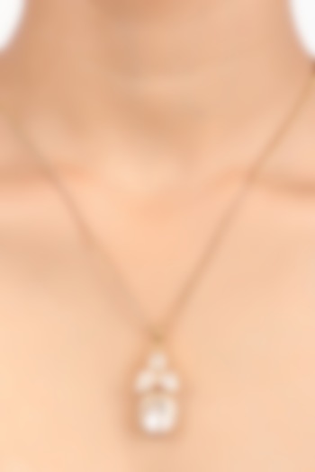 Gold Finish Yellow Moissanite Polki Pendant by Sica Jewellery at Pernia's Pop Up Shop