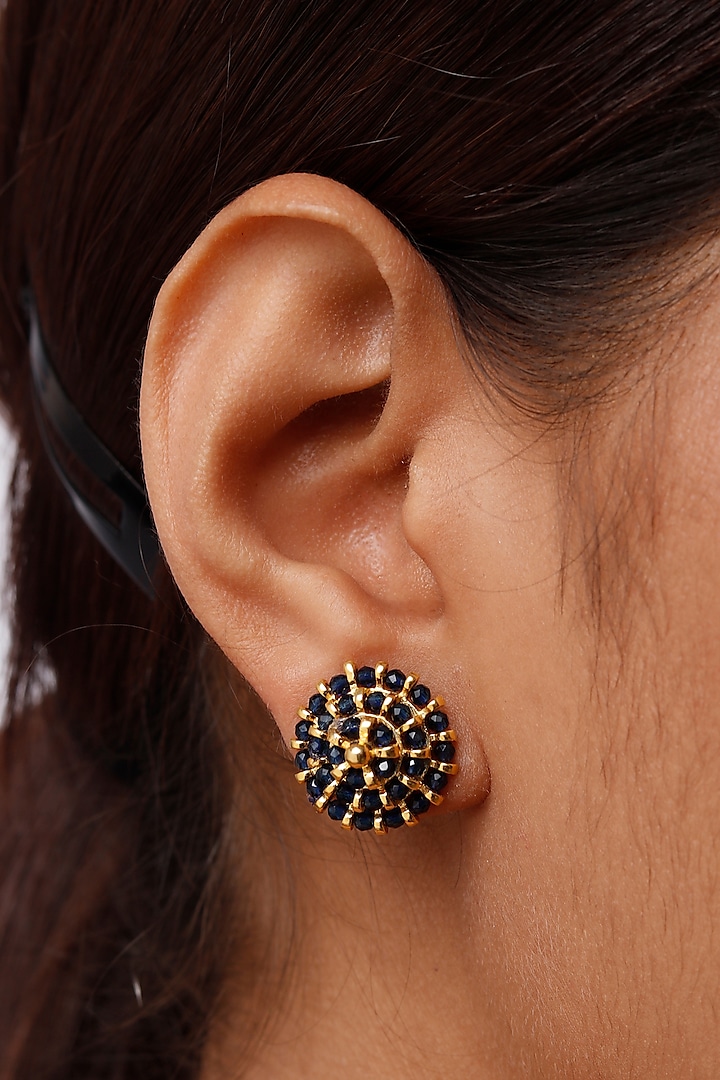 Gold Plated Beaded Stud Earrings In Sterling Silver by Sica Jewellery at Pernia's Pop Up Shop