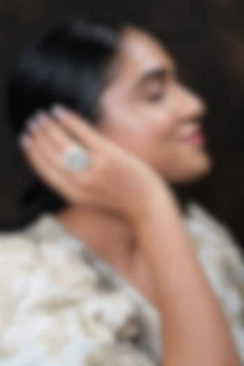 Gold Finish Kundan Polki Ring In Sterling Silver by Sica Jewellery at Pernia's Pop Up Shop