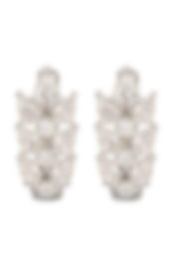 White Finish Cubic Zirconia Earrings In Sterling Silver by Sica Jewellery at Pernia's Pop Up Shop