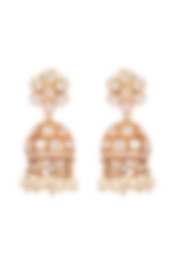 Gold Finish Moissanite Polki Handcrafted Dangler Earrings In Sterling Silver by Sica Jewellery at Pernia's Pop Up Shop