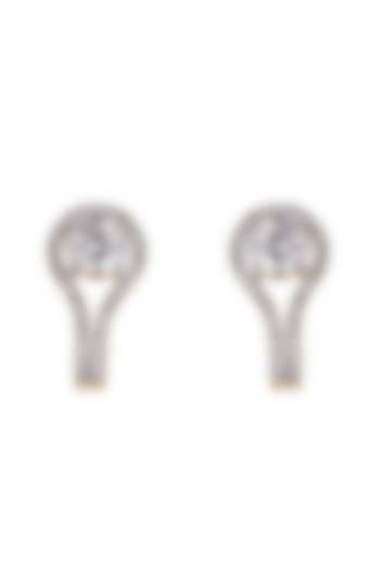 Gold Rhodium Plated Zircon Stud Earrings In Sterling Silver by Sica Jewellery at Pernia's Pop Up Shop