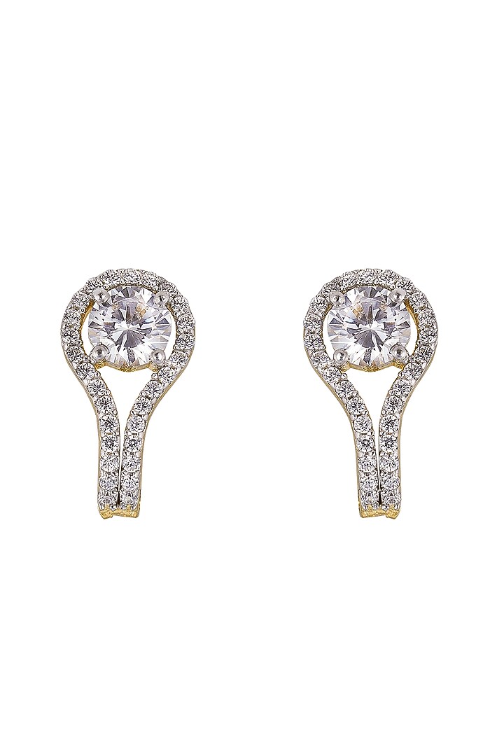 Gold Rhodium Plated Zircon Stud Earrings In Sterling Silver by Sica Jewellery at Pernia's Pop Up Shop