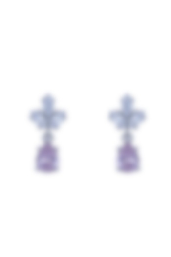 White Gold Plated Zircon Dangler Earrings In Sterling Silver by Sica Jewellery at Pernia's Pop Up Shop