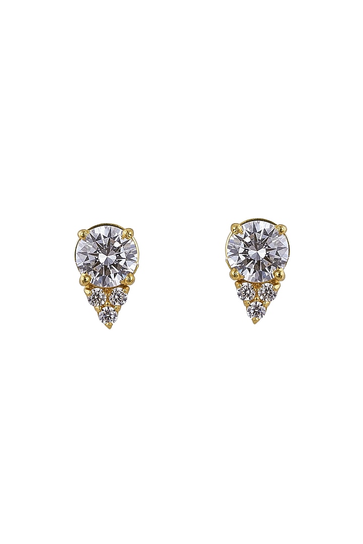 Gold Rhodium Plated Zircon Stud Earrings In Sterling Silver by Sica Jewellery at Pernia's Pop Up Shop