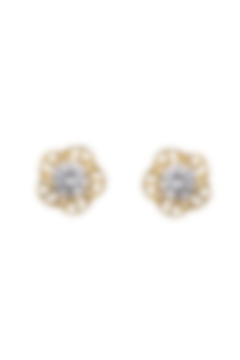 Gold Rhodium Plated Zircon Stud Earrings In Sterling Silver by Sica Jewellery at Pernia's Pop Up Shop