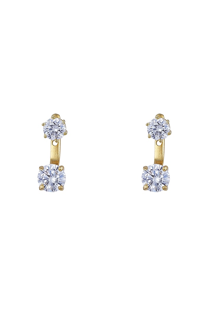 Gold Rhodium Plated Zircon Stud Earrings In Sterling Silver by Sica Jewellery at Pernia's Pop Up Shop