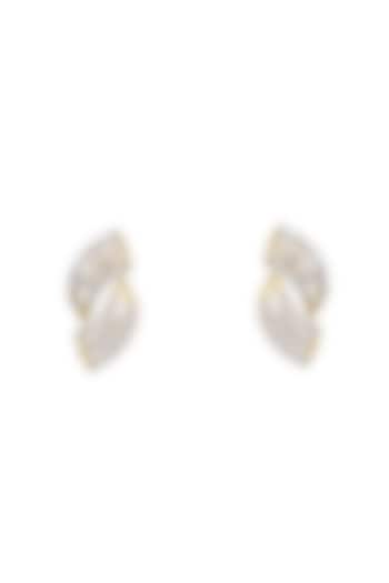 Gold Rhodium Plated Zircon Stud Earrings In Sterling Silver by Sica Jewellery at Pernia's Pop Up Shop