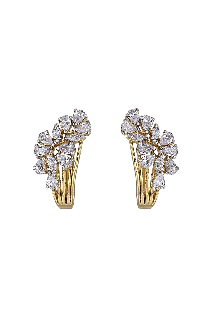 Gold Rhodium Plated Zircon Stud Earrings In Sterling Silver by Sica Jewellery at Pernia's Pop Up Shop