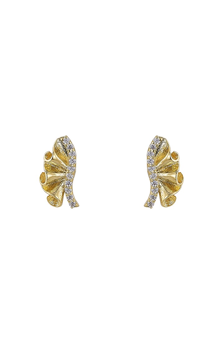 Gold Rhodium Plated Zircon Stud Earrings In Sterling Silver by Sica Jewellery at Pernia's Pop Up Shop