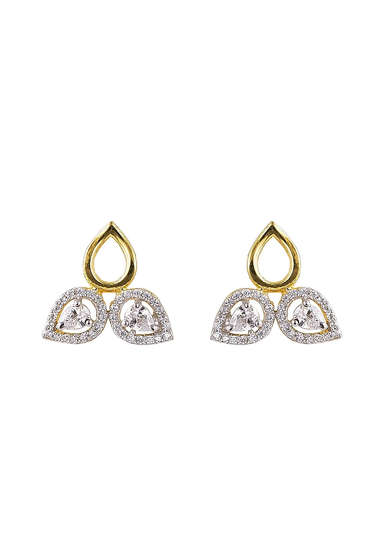 Gold Rhodium Plated Zircon Stud Earrings In Sterling Silver by Sica Jewellery at Pernia's Pop Up Shop