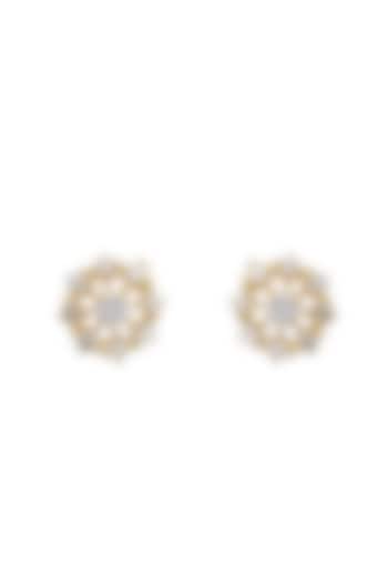 Gold Rhodium Plated Zircon Stud Earrings In Sterling Silver by Sica Jewellery at Pernia's Pop Up Shop