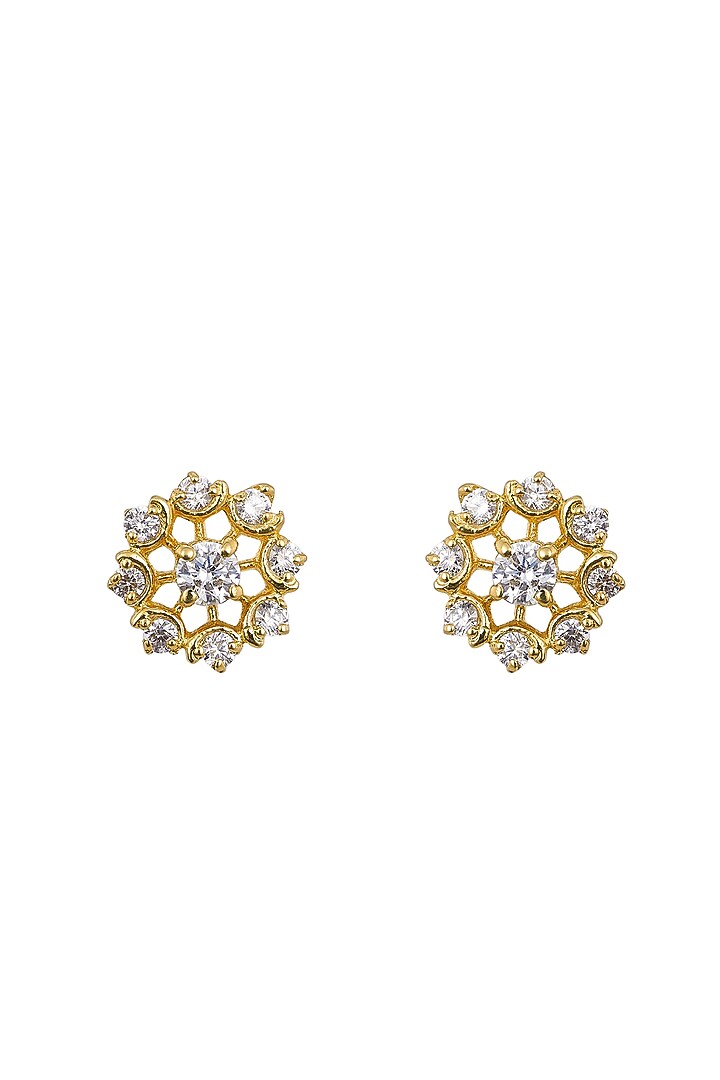 Gold Rhodium Plated Zircon Stud Earrings In Sterling Silver by Sica Jewellery at Pernia's Pop Up Shop