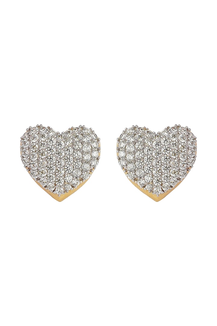 Gold Finish Cubic Zirconia Earrings In Sterling Silver by Sica Jewellery