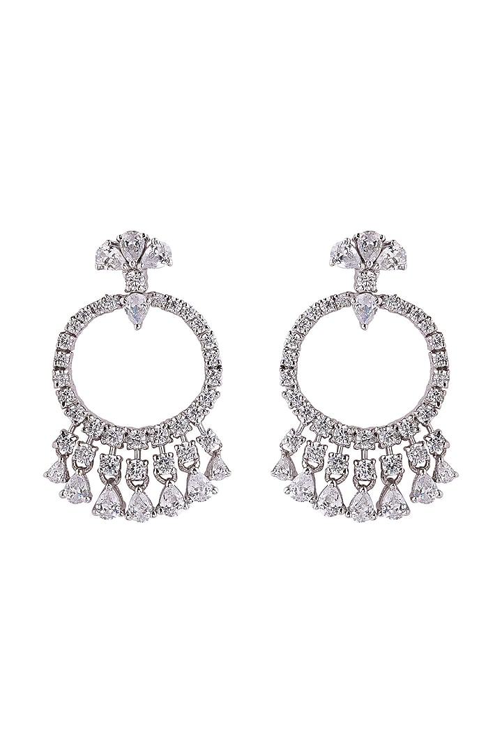 White Finish Zirconia Earrings In Sterling Silver by Sica Jewellery at Pernia's Pop Up Shop