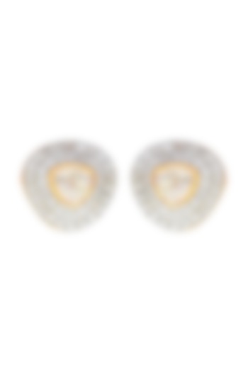 Gold Plated Moissanite Polki Earrings In Sterling Silver by Sica Jewellery at Pernia's Pop Up Shop