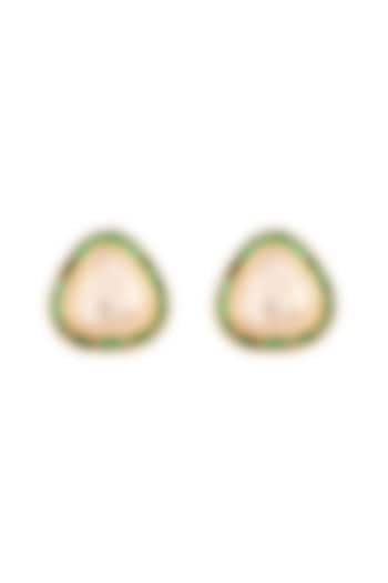 Gold Finish Moissanite Polki Stud Earrings In Sterling Silver by Sica Jewellery at Pernia's Pop Up Shop