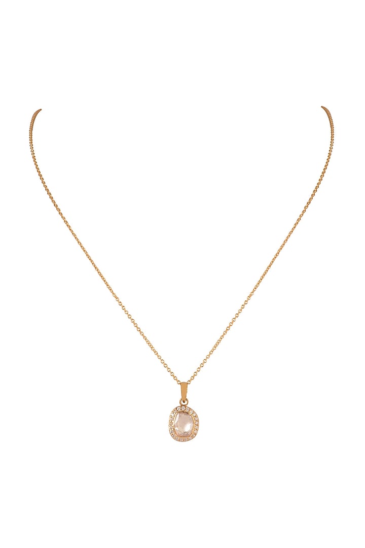 Gold Finish Moissanite Polki Pendant Necklace In Sterling Silver by Sica Jewellery at Pernia's Pop Up Shop