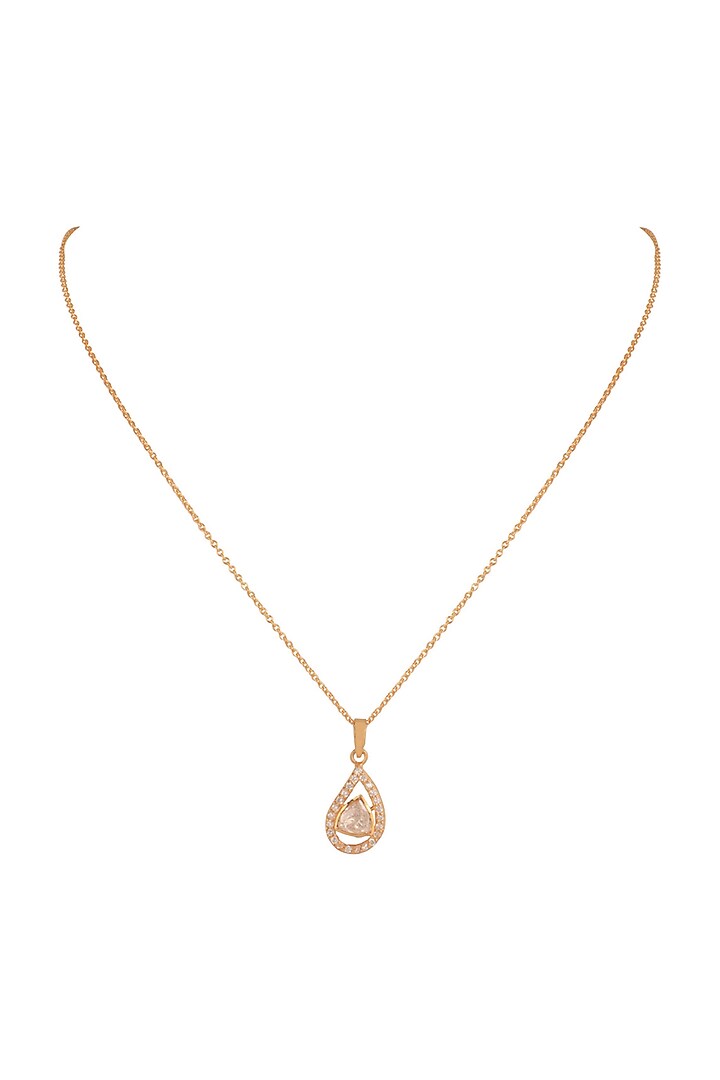 Gold Finish Moissanite Polki Pendant Necklace In Sterling Silver by Sica Jewellery at Pernia's Pop Up Shop