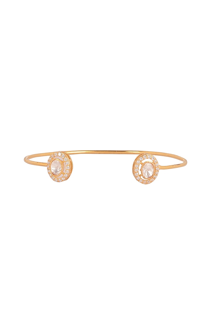 Gold Finish Moissanite Polki Bracelet In Sterling Silver by Sica Jewellery at Pernia's Pop Up Shop