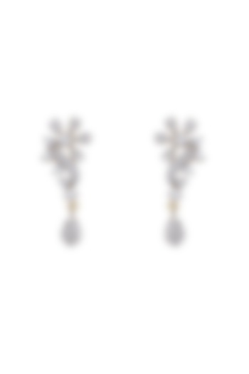 Gold Rhodium Plated Zircon Dangler Earrings In Sterling Silver by Sica Jewellery at Pernia's Pop Up Shop