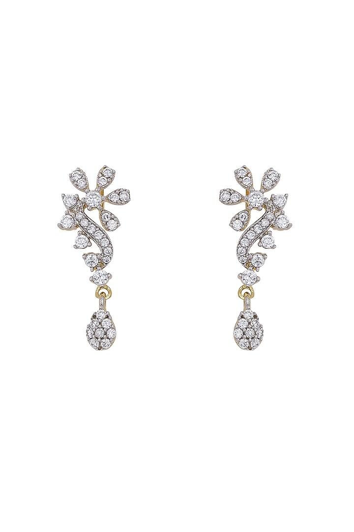 Gold Rhodium Plated Zircon Dangler Earrings In Sterling Silver by Sica Jewellery at Pernia's Pop Up Shop