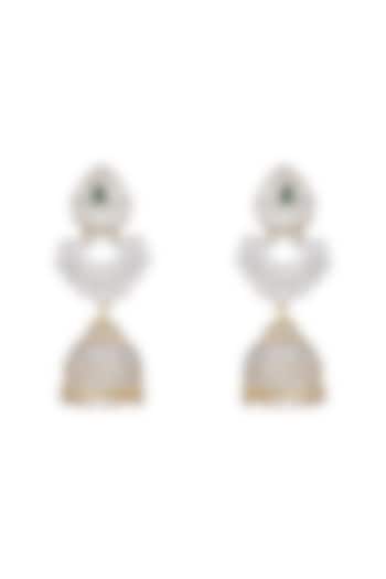 Gold Rhodium Plated Zircon Dangler Earrings In Sterling Silver by Sica Jewellery at Pernia's Pop Up Shop
