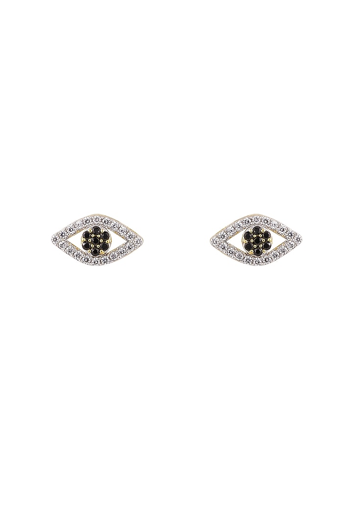 Gold Rhodium Plated Zircon Stud Earrings In Sterling Silver by Sica Jewellery at Pernia's Pop Up Shop