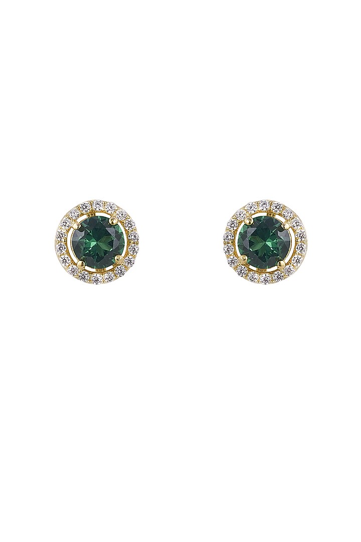 Gold Rhodium Plated Zircon Enameled Stud Earrings In Sterling Silver by Sica Jewellery at Pernia's Pop Up Shop