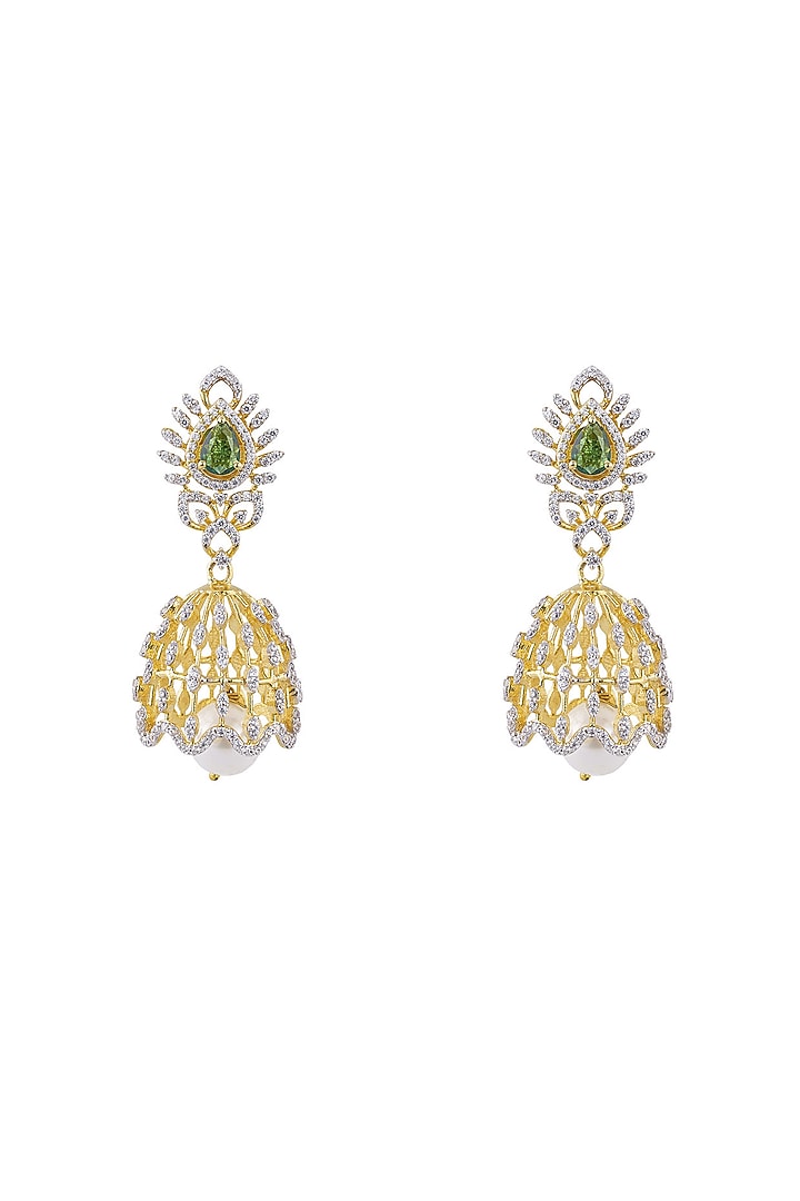 Gold Rhodium Plated Zircon Dangler Earrings In Sterling Silver by Sica Jewellery at Pernia's Pop Up Shop