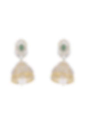Gold Rhodium Plated Zircon Dangler Earrings In Sterling Silver by Sica Jewellery at Pernia's Pop Up Shop
