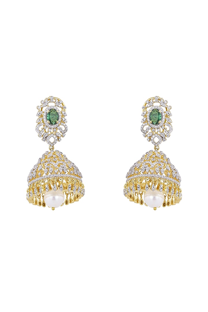 Gold Rhodium Plated Zircon Dangler Earrings In Sterling Silver by Sica Jewellery at Pernia's Pop Up Shop