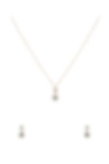 Gold Rhodium Plated Green Zircon Pendant Chain Necklace Set In Sterling Silver by Sica Jewellery at Pernia's Pop Up Shop