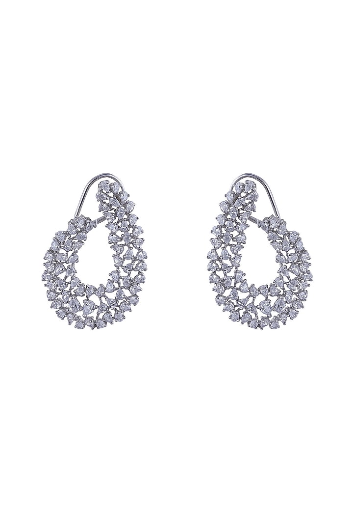 Gold Rhodium Plated Zircon Dangler Earrings In Sterling Silver by Sica Jewellery at Pernia's Pop Up Shop