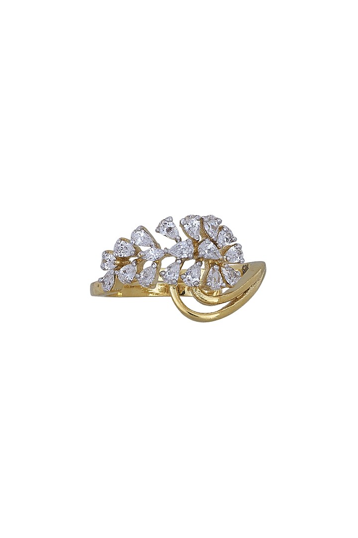 Gold Rhodium Plated Zircon Ring In Sterling Silver by Sica Jewellery at Pernia's Pop Up Shop