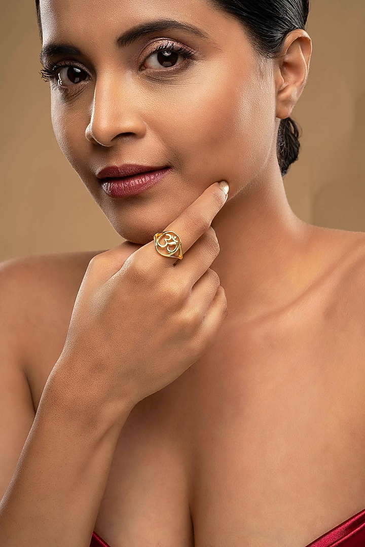 Gold Rhodium Plated Ring In Sterling Silver by Sica Jewellery at Pernia's Pop Up Shop
