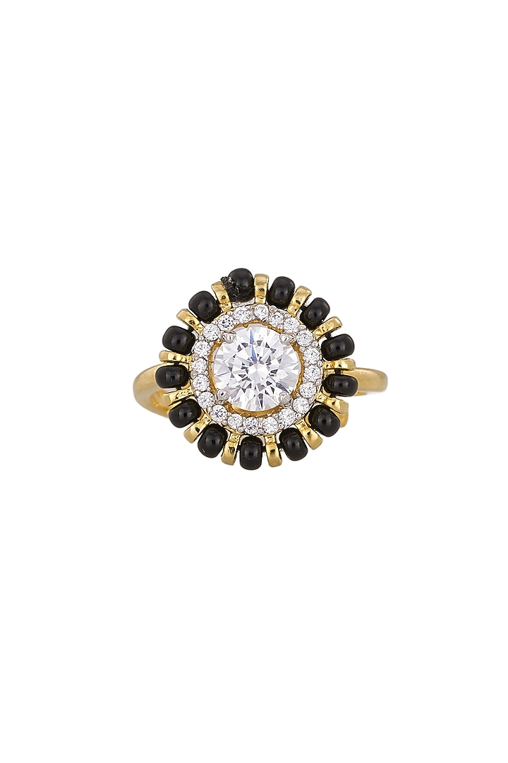 Gold Rhodium Plated Zircon Ring In Sterling Silver by Sica Jewellery at Pernia's Pop Up Shop