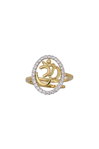 Gold Rhodium Plated Zircon Ring In Sterling Silver by Sica Jewellery