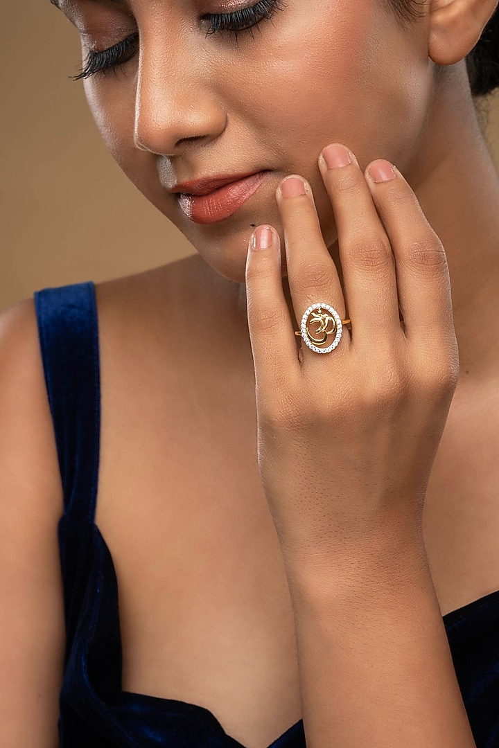 Gold Rhodium Plated Zircon Ring In Sterling Silver by Sica Jewellery at Pernia's Pop Up Shop