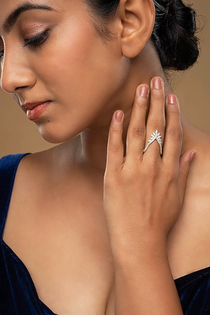 Gold Rhodium Plated Zircon Ring In Sterling Silver by Sica Jewellery at Pernia's Pop Up Shop