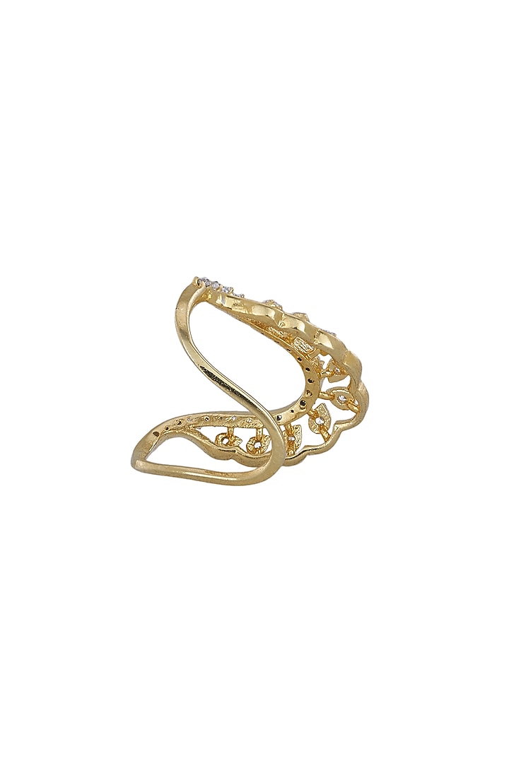 Gold Rhodium Plated Zircon Ring In Sterling Silver by Sica Jewellery at Pernia's Pop Up Shop