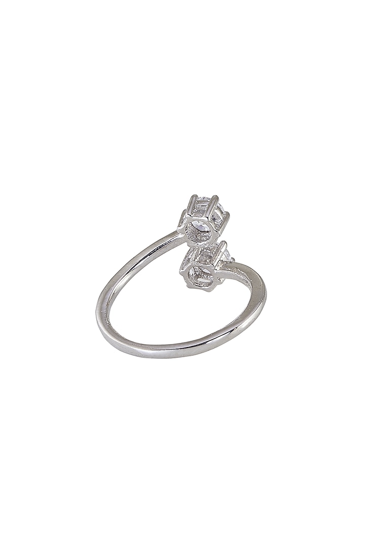 White Gold Plated Zircon Ring In Sterling Silver by Sica Jewellery at Pernia's Pop Up Shop