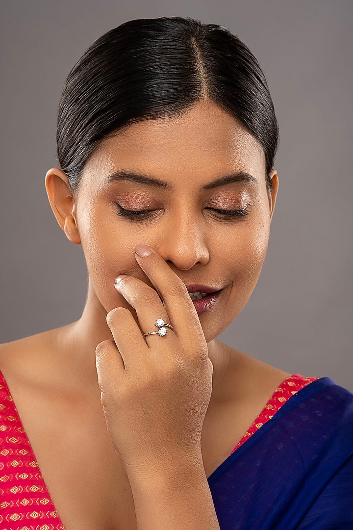 White Gold Plated Zircon Ring In Sterling Silver by Sica Jewellery at Pernia's Pop Up Shop