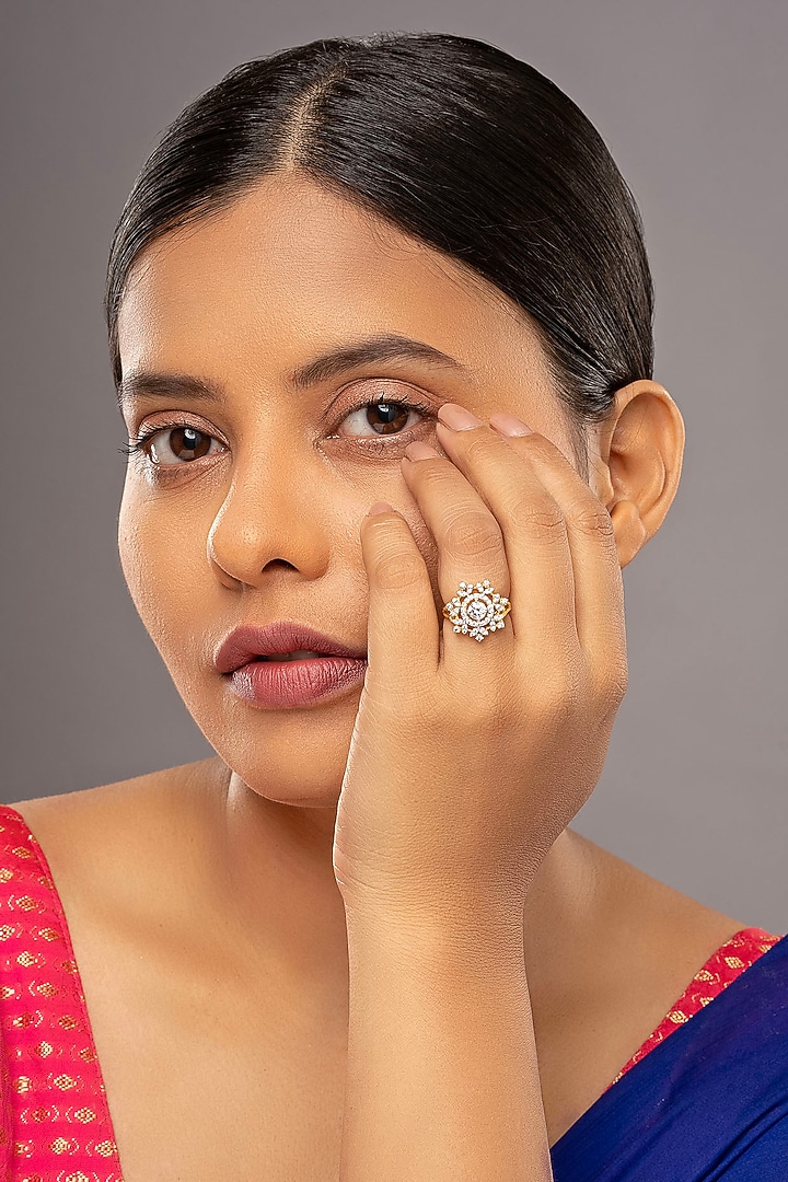 Gold Rhodium Plated Zircon Ring In Sterling Silver by Sica Jewellery at Pernia's Pop Up Shop